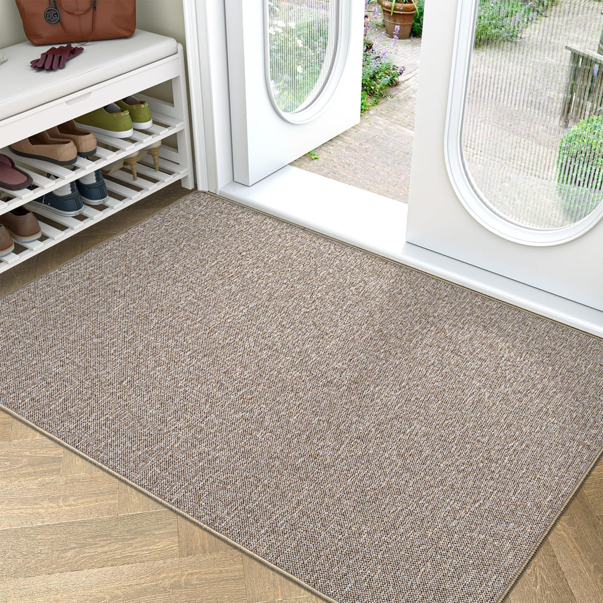 LUMI Ultra Thin Door Mat for Entryway, 32"x48" Low Profile Non Slip Rubber Backing Indoor Doormat
