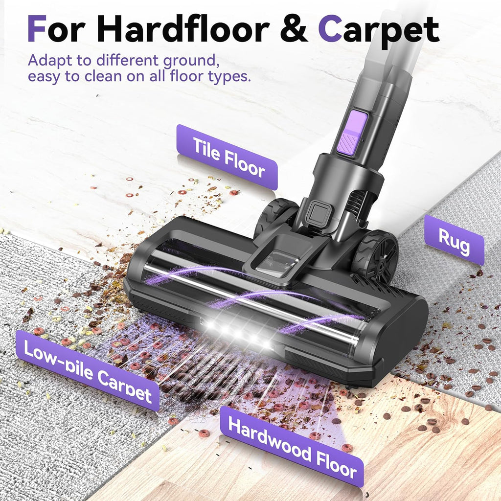 DEVOAC S10 Cordless Vacuum Cleaner, 45Kpa 50mins Lightweight Stick Vacuum with Powerful Suction for