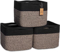 NaturalCozy Storage Cubes 9”x9”x7”Cotton Rope Woven Baskets for Organizing 3-Pack | 9 Inch Cube