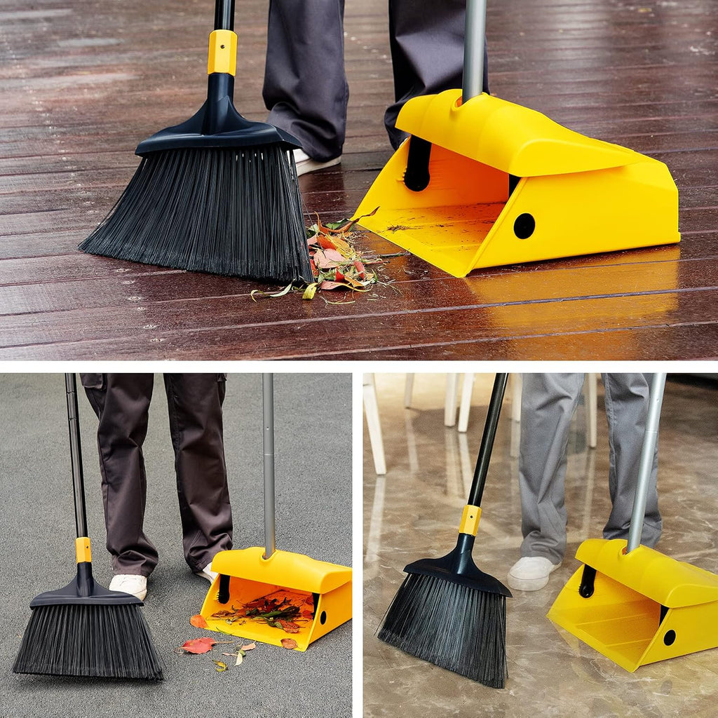 Yocada Commercial Broom and Dustpan Set with Windproof Cover Commercial Outdoor Indoor for