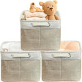 SIMPLE HOUSEWARE Large Fabric Storage Bin, 14.4" x 10" with Handles, 3-Pack, Foldable Organizer for