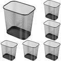 Nuanchu 6 Pcs Mesh Square Trash Cans 4 Gallons Wire Wastebasket for Home Black Metal Office Garbage