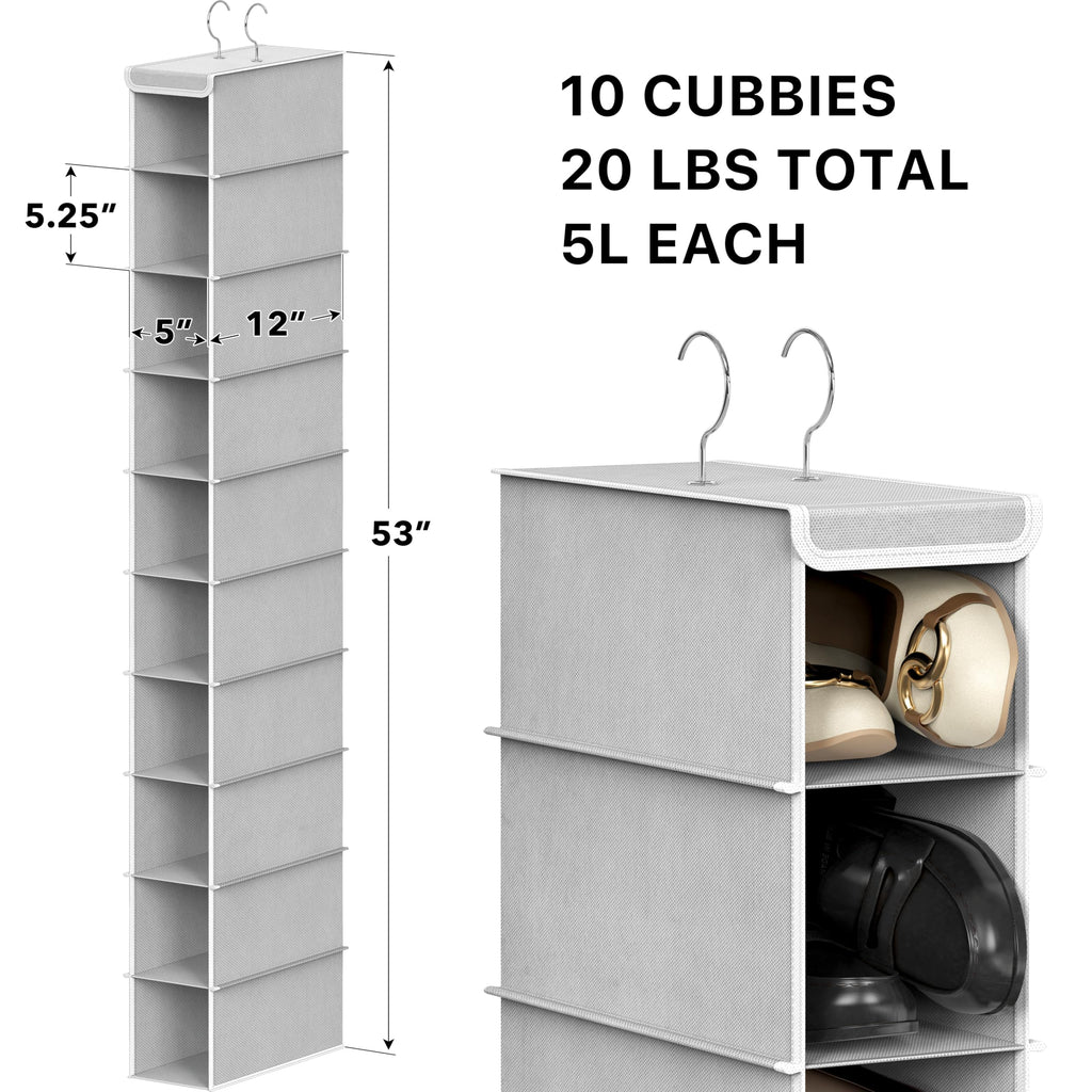Simple Houseware 10 Shelves Closet Hanging Shoe Organizer, Gray