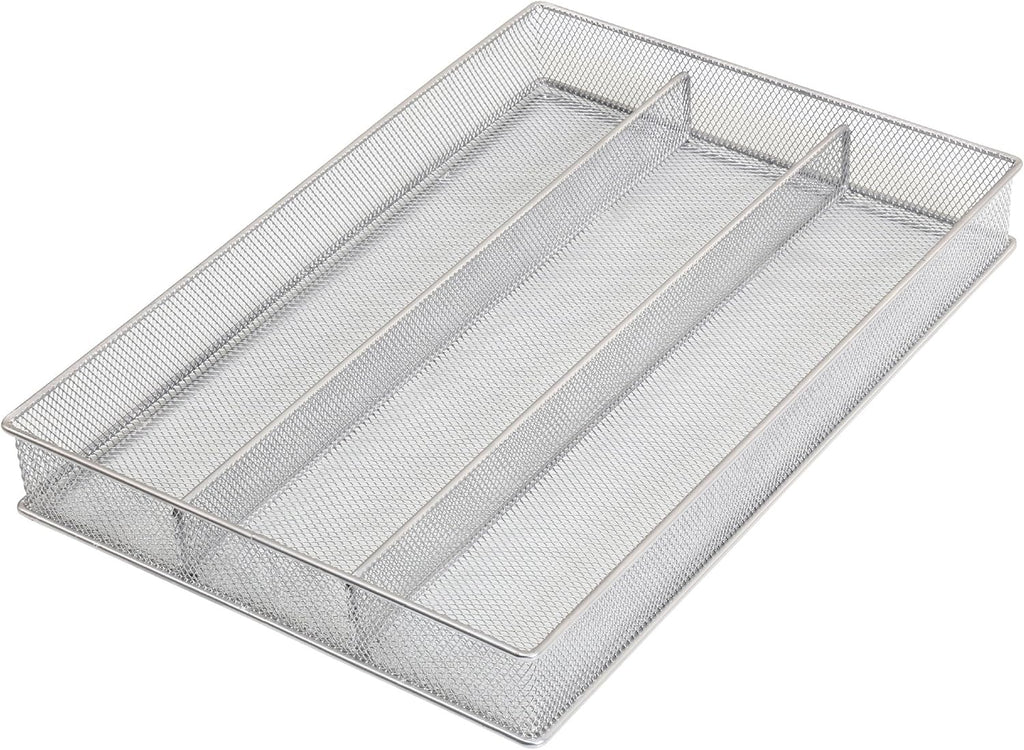 YBM Home Metal Silverware Organizer for In-Drawer Cutlery Storage, 3 Compartment Mesh Cutlery