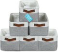 OrganiHaus Small Fabric Storage Bins for Shelves 6 Pack, 12x8in Closet Storage Bins for Shelves