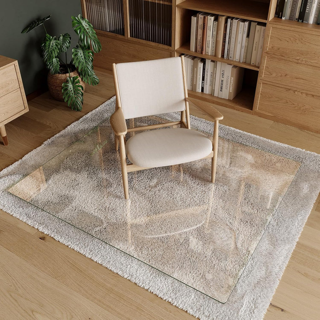 Koonmi Tempered Glass Chair Mat 45"x53" - Premium Office Chair Mat for Hardwood Floors & Low-Pile