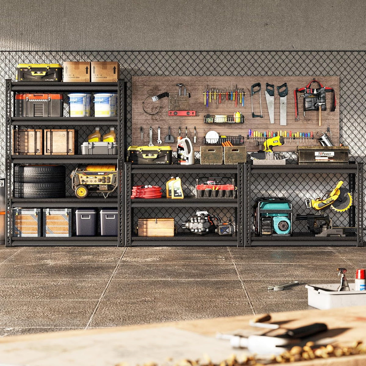 Adjustable Garage Storage Shelves, 48''W Garage Shelving Heavy Duty Loads 30000LBS, Metal