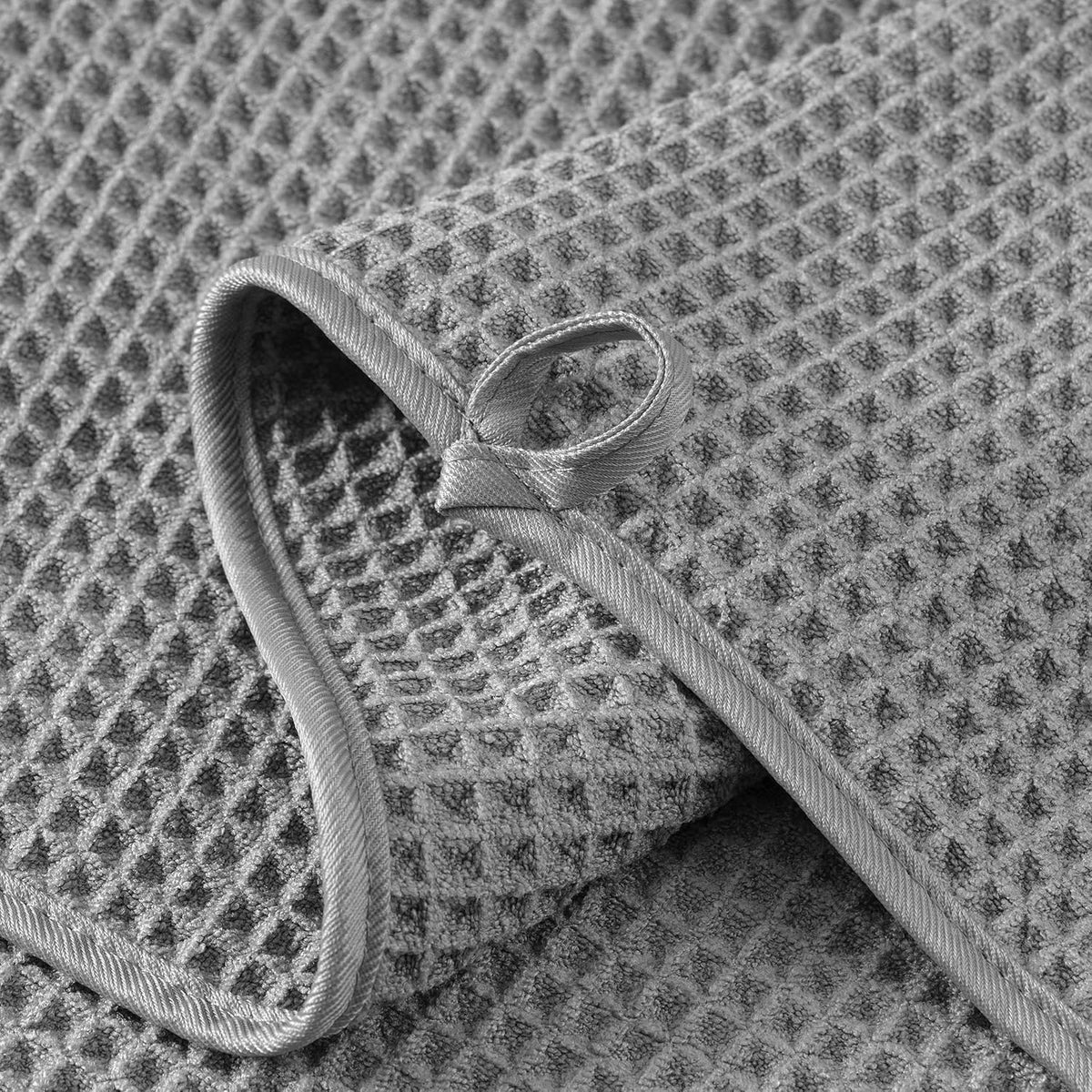 Microfiber Waffle Face Towels, 2 Pieces, Soft, Absorbent, Fast Drying, Lint Free (Gray)