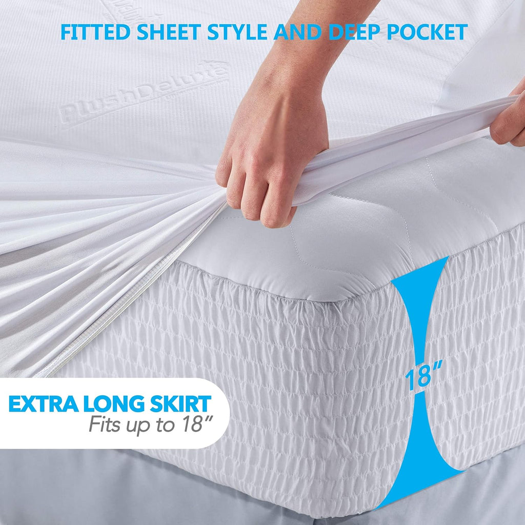 PlushDeluxe Premium Bamboo Mattress Protector – Twin XL Size, Waterproof, & Ultra Soft Breathable