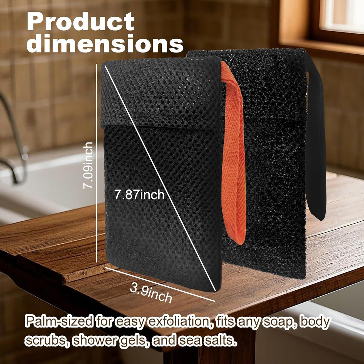 2 Pack Soap Bag Different Roughness Deep and Gentle,Bar Soap Pouch Saver Pocket,Body Scrubber