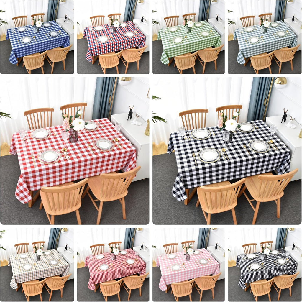 Classic Gingham Plaid Tablecloth Fabric - Rectangular 58x102 Inch Water Resistant Checked Table