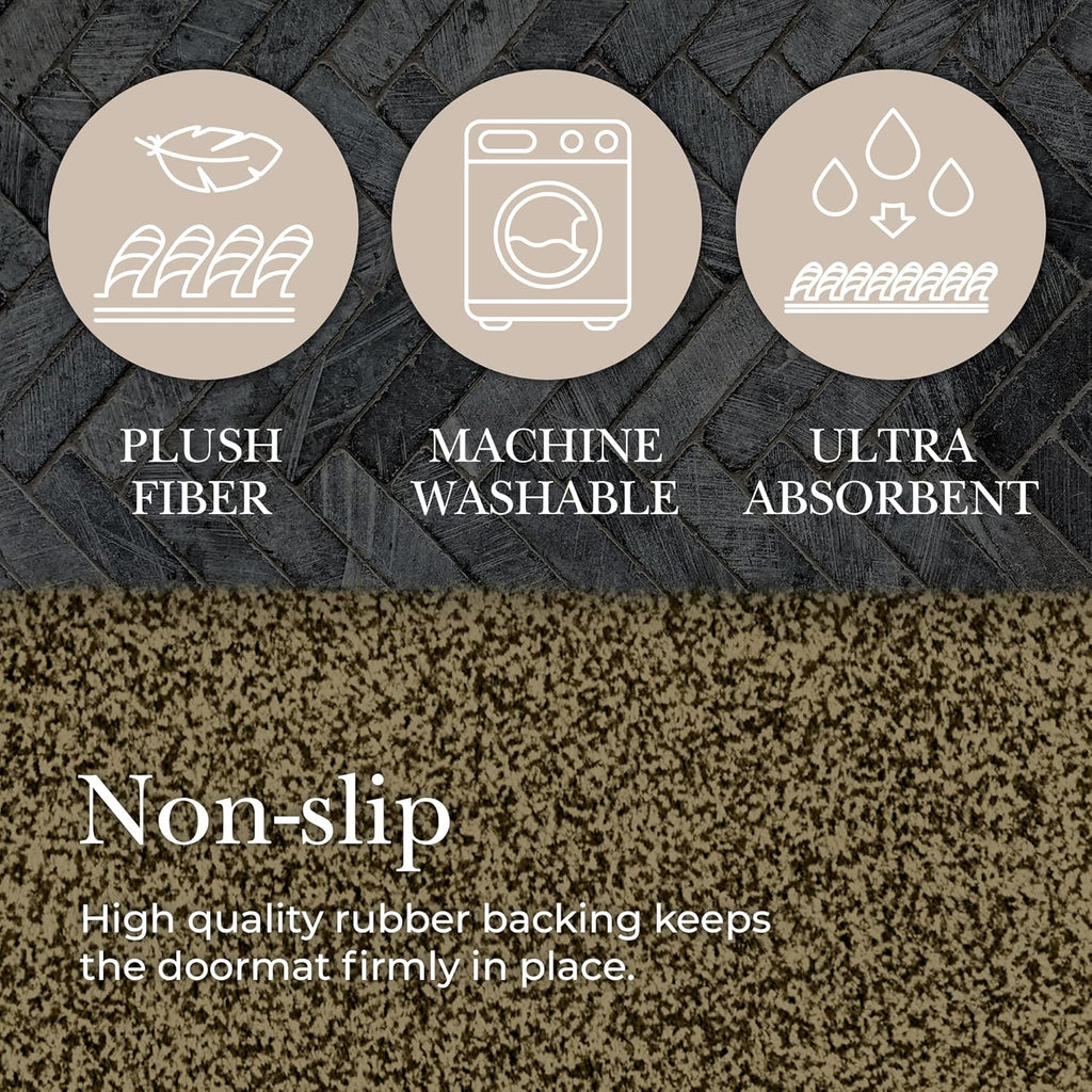 Premium Microfiber Indoor Door Mat – 24"x36" Washable Entry Mat, Non-Slip, Waterproof Backing