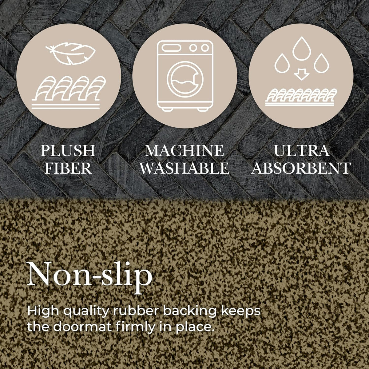 Premium Microfiber Indoor Door Mat – 24"x36" Washable Entry Mat, Non-Slip, Waterproof Backing
