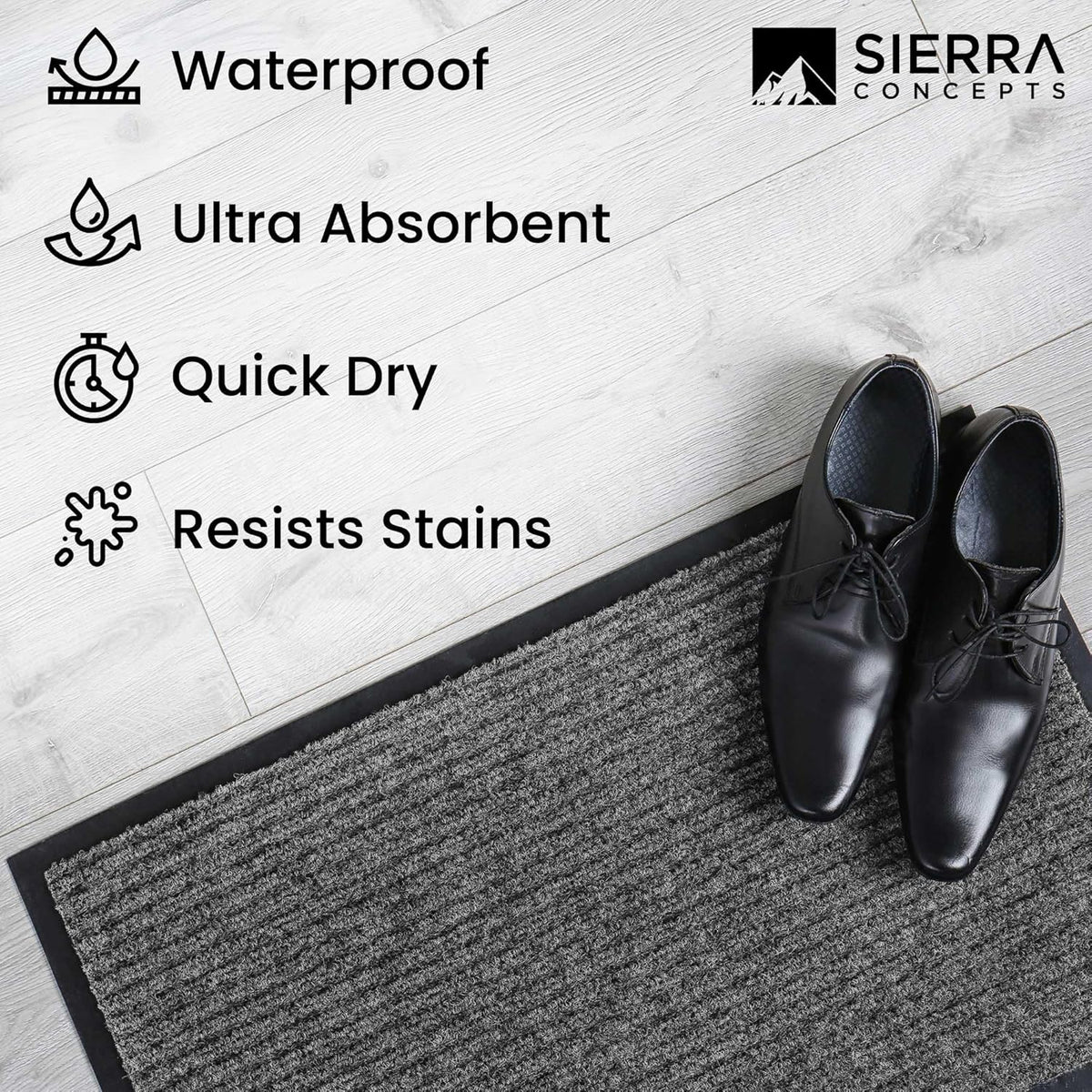 Sierra Concepts Front Door Mat Welcome Mats 2-Pack - Indoor Outdoor Entryway Mats for Shoe Scraper