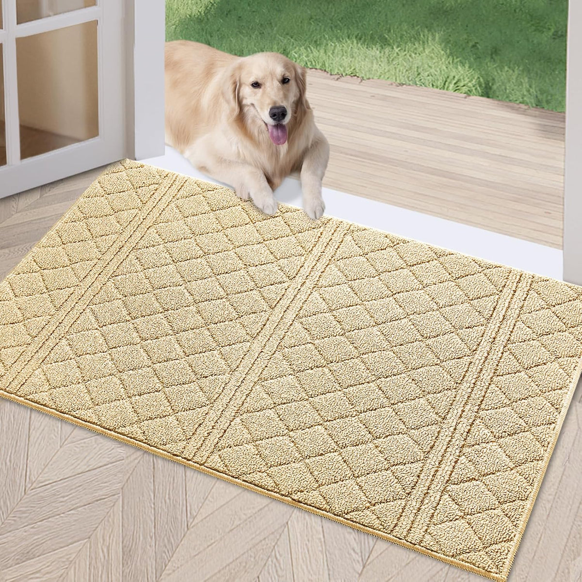 REFETONE Indoor Doormat, Front Back Door Mat 24"x36" Absorbent Rubber Backing Non Slip Door Mats