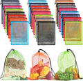 iMucci 13"X15.5" 24Pcs Mesh Laundry Drawstring Bag Nylon Drawstring Gym Bag with Cord Lock Closure