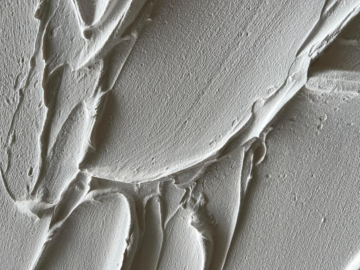 NANKAI Hand-Painted Thick Texture White Minimalist Oil Painting 30x60 Inch Large Contemporary Art