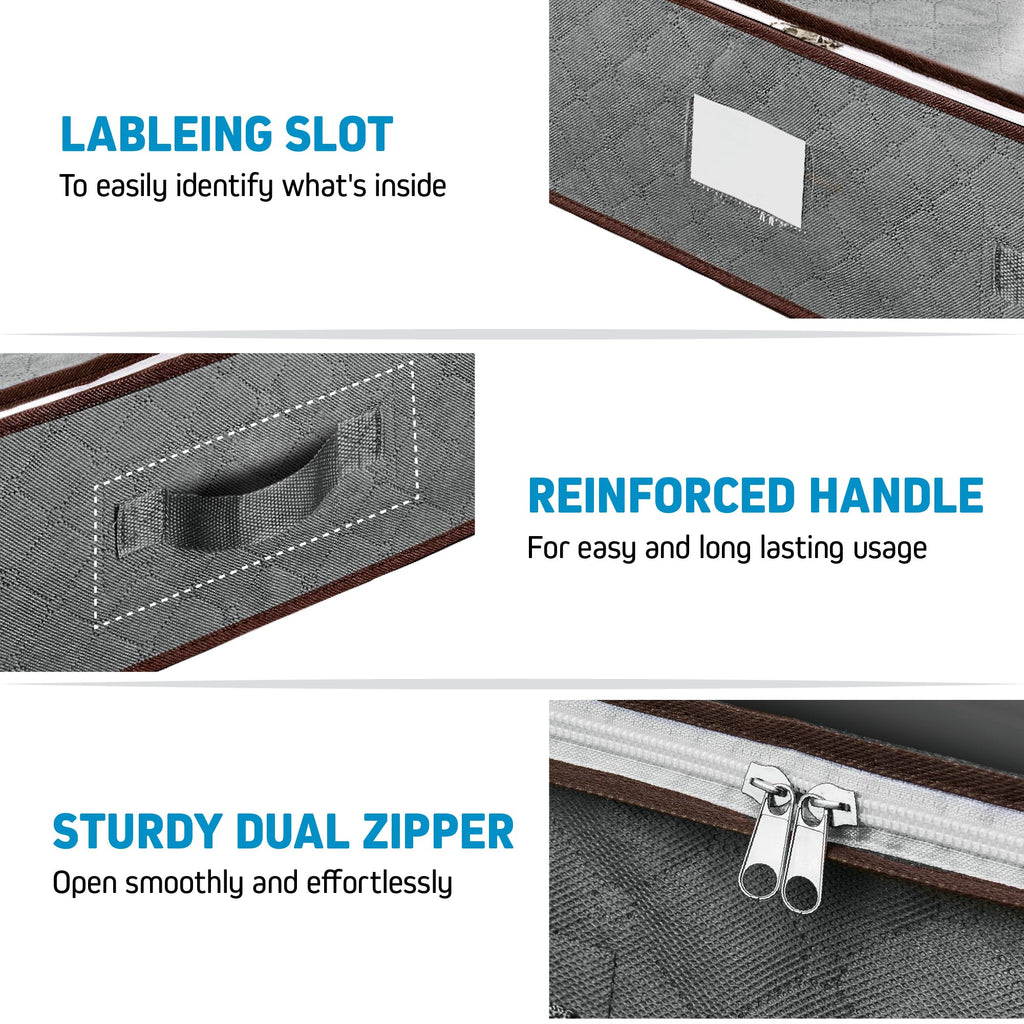 ZOBER Under Bed Storage Bags, Underbed Storage Containers, Gray, 90L 4-Pack