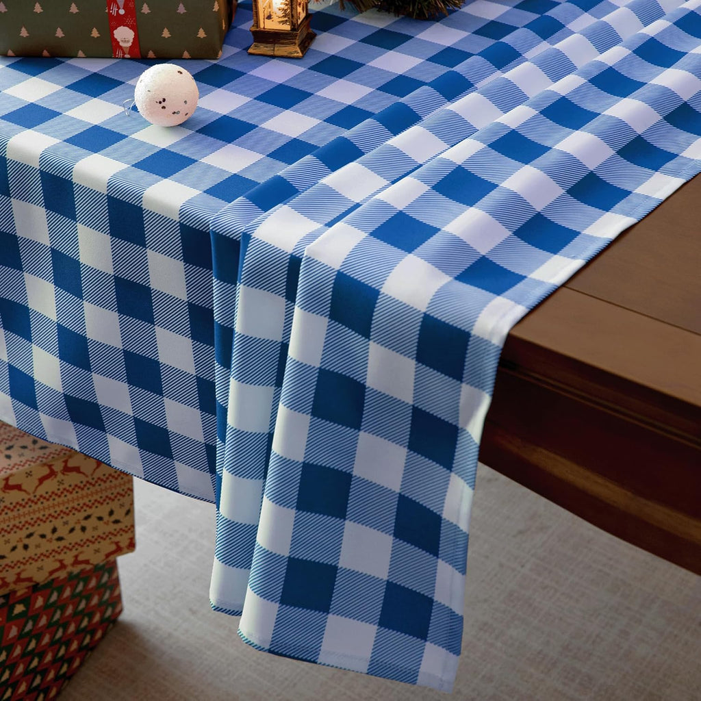 Classic Gingham Buffalo Tablecloth Fabric - Oblong 58x144 Inch Water Proof Checkered Table Cloth