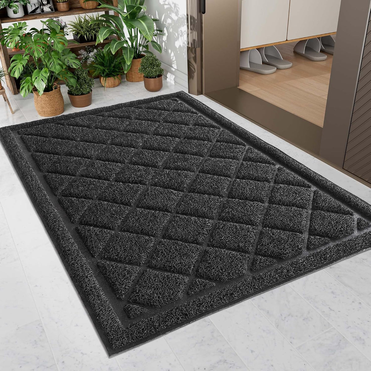 Front Door Mat Indoor Outdoor Entrance, 36" x 48" Heavy Duty All-Season All-Weather Waterproof