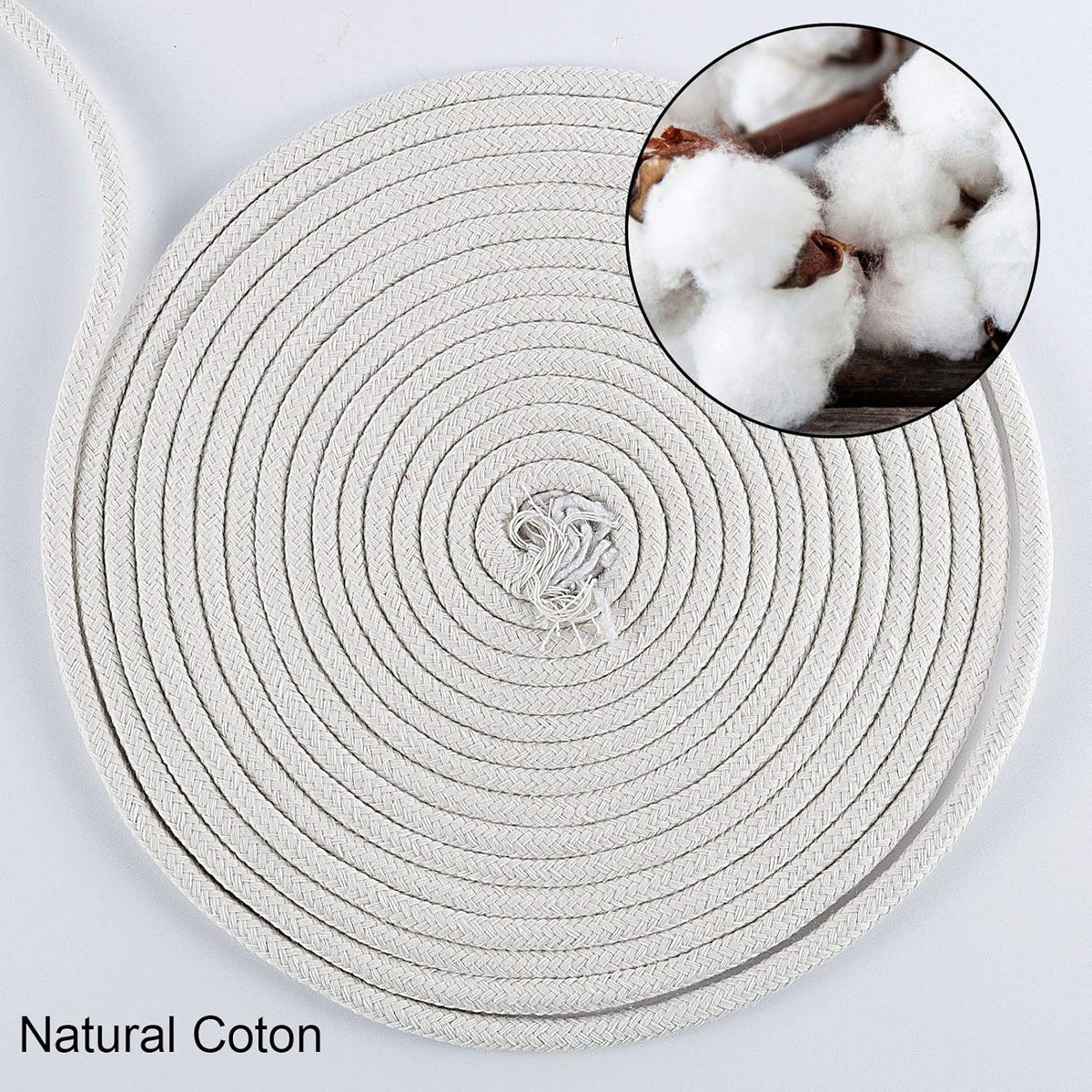 ZOENHOU 164 ft 1/4 in Natural Cotton Rope - White Solid Clothesline Rope for Laundry Line, DIY