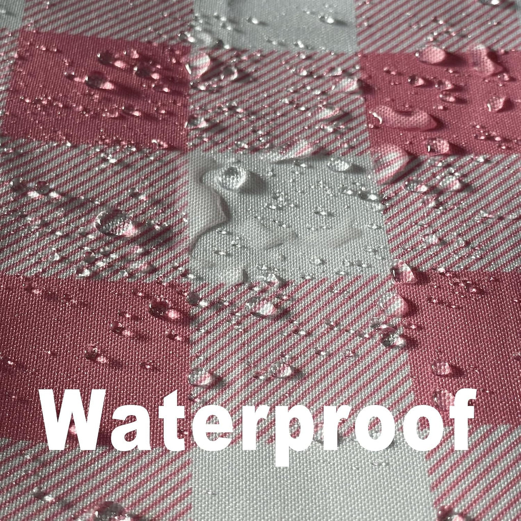 Waterproof Plaid Tablecloth Fabric - Round 50 Inch Classic Gingham Checker Table Cloth for