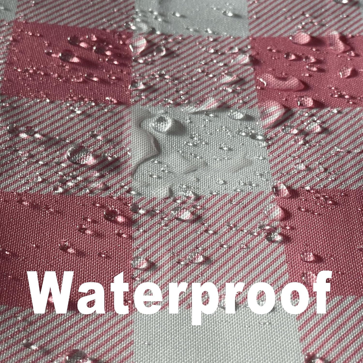 Waterproof Plaid Tablecloth Fabric - Round 50 Inch Classic Gingham Checker Table Cloth for