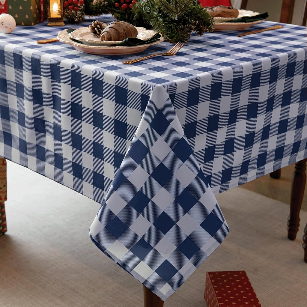 Classic Gingham Buffalo Tablecloth Fabric - Oblong 58x144 Inch Water Proof Checkered Table Cloth