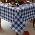 Classic Gingham Buffalo Tablecloth Fabric - Oblong 58x144 Inch Water Proof Checkered Table Cloth
