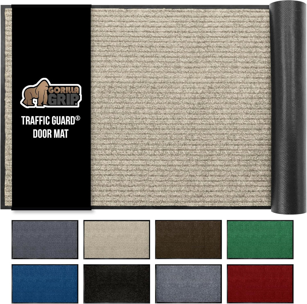 GORILLA GRIP Traffic Guard Door Mat, 47x35, Heavy Duty Welcome Mats, Commercial Office Space