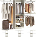 8FT Closet System with Shelves, 96'' Closet Organizer System with 3 Hanging Rods, Wall Mount
