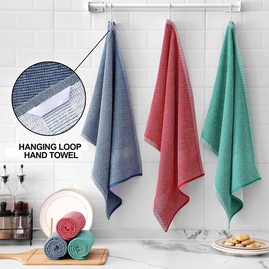 Homaxy Premium Kitchen Towels(18”x 28”, 6 Pack), Large Cotton Kitchen Hand Towels, Flat and Terry