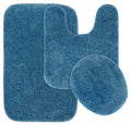 Garland Rug Traditional Nylon Washable Basin Blue 3 Piece Set - Lid, Contour, Bath Rug - Soft
