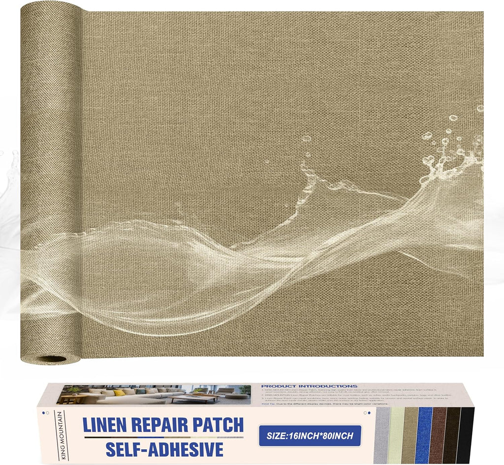 KING MOUNTAIN Linen Repair Patches, Self-Adhesive Linen Fabric Patches,16X80 inch Extra Size, Multi