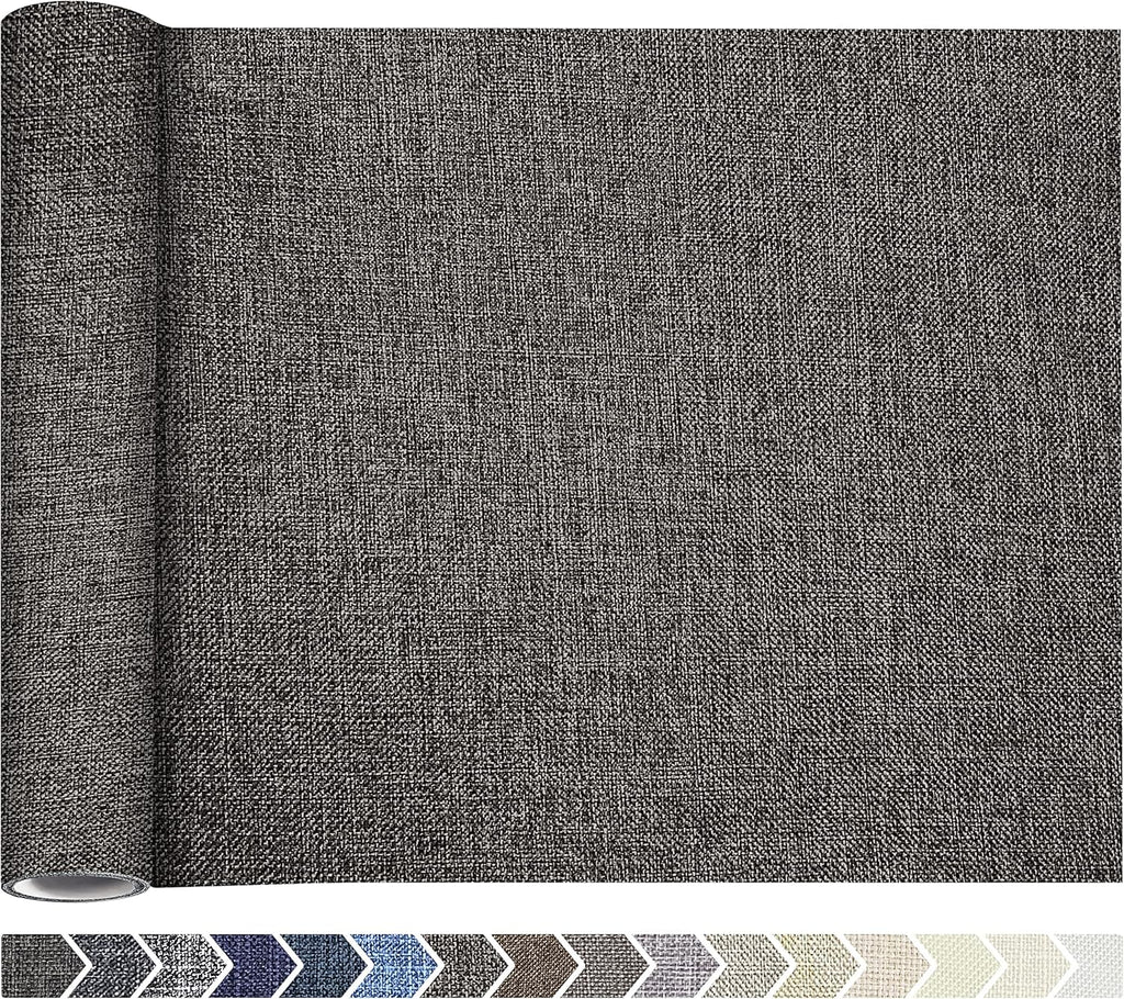 KING MOUNTAIN Coarse Linen Repair Patches, Self-Adhesive, 12x40 Inch, Dark Grey, Polyester