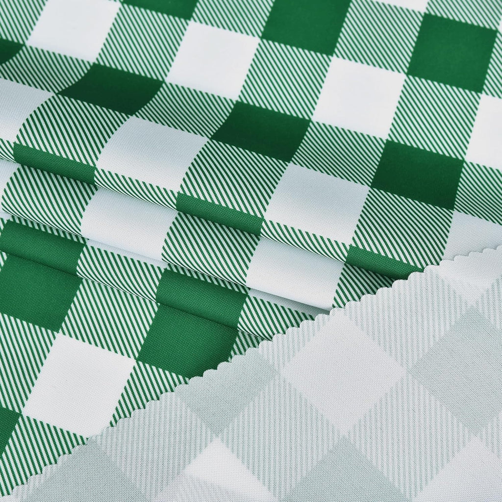 Waterproof Plaid Tablecloth Fabric - Round 58 Inch Classic Gingham Checker Table Cloth for