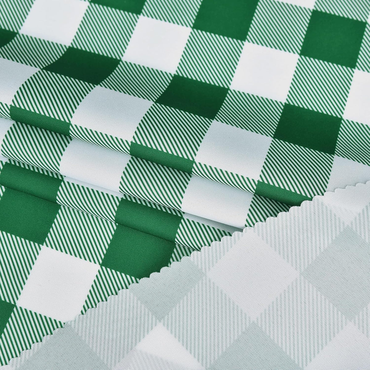 Waterproof Plaid Tablecloth Fabric - Round 58 Inch Classic Gingham Checker Table Cloth for