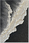 NANKAI Handcrafted Thick Texture Black and White Abstract Canvas Art Ocean Wave Beach Landscape Oil
