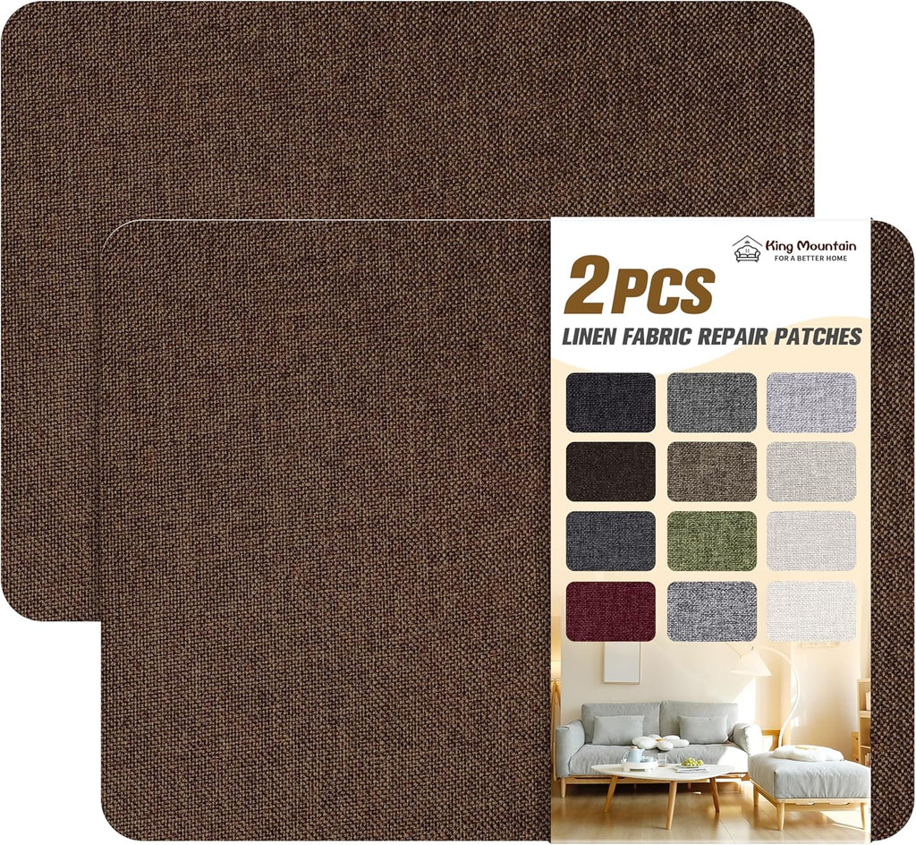 KING MOUNTAIN Coarse Linen Repair Patches, Self-Adhesive Linen Fabric Patches, 8X11 inch 2 PCS