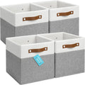 OrganiHaus 11x11 Fabric Cubes Storage Bins Set of 4, Foldable Collapsible Fabric Storage Bins for