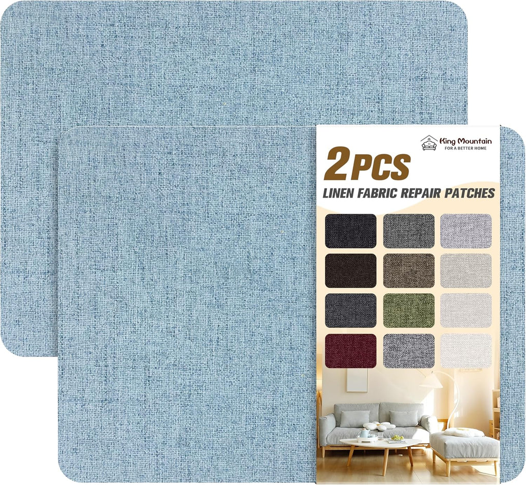 KING MOUNTAIN Fine Linen Fabric Patches, Self-Adhesive, 8x11 inch, 2 PCS, Multi Color, For Linen