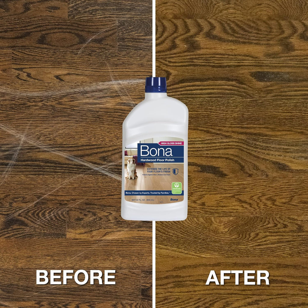 Bona Hardwood Floor Polish - 32 fl oz - High Gloss Shine - Polish for Wood Floors - Protects and