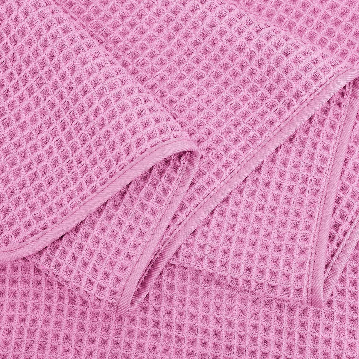 POLYTE Microfiber Oversize Quick Dry Lint Free Bath Towel, 60 x 30 in, 4 Pack (Waffle Weave)