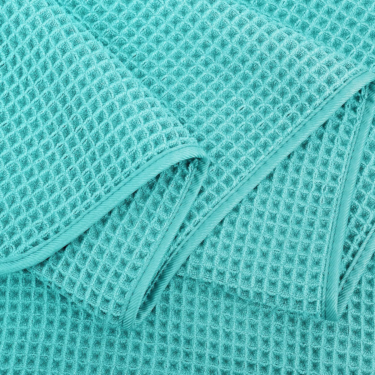 POLYTE Microfiber Oversize Quick Dry Lint Free Bath Towel, 60 x 30 in, 4 Pack (Waffle Weave)