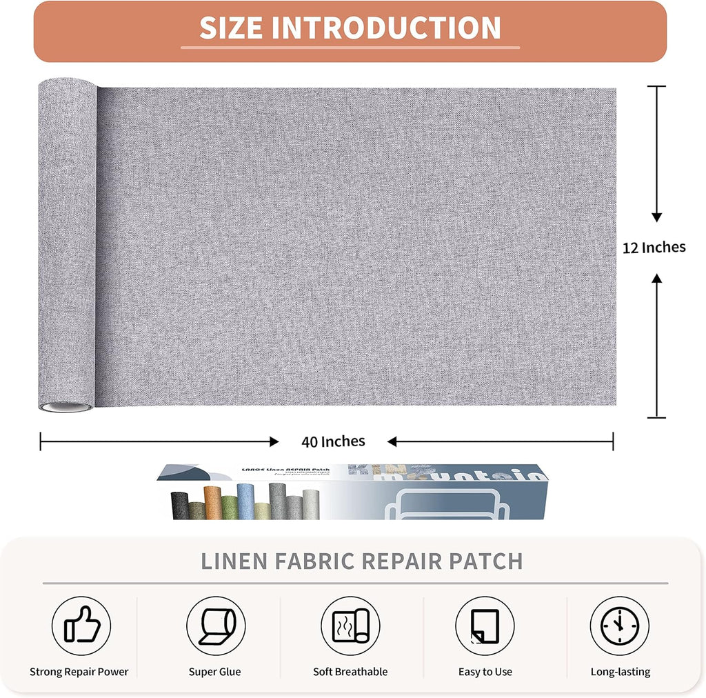 KING MOUNTAIN Fine Linen Repair Patches, Self-Adhesive Linen Fabric Patches, 12X40 inch Extra Size